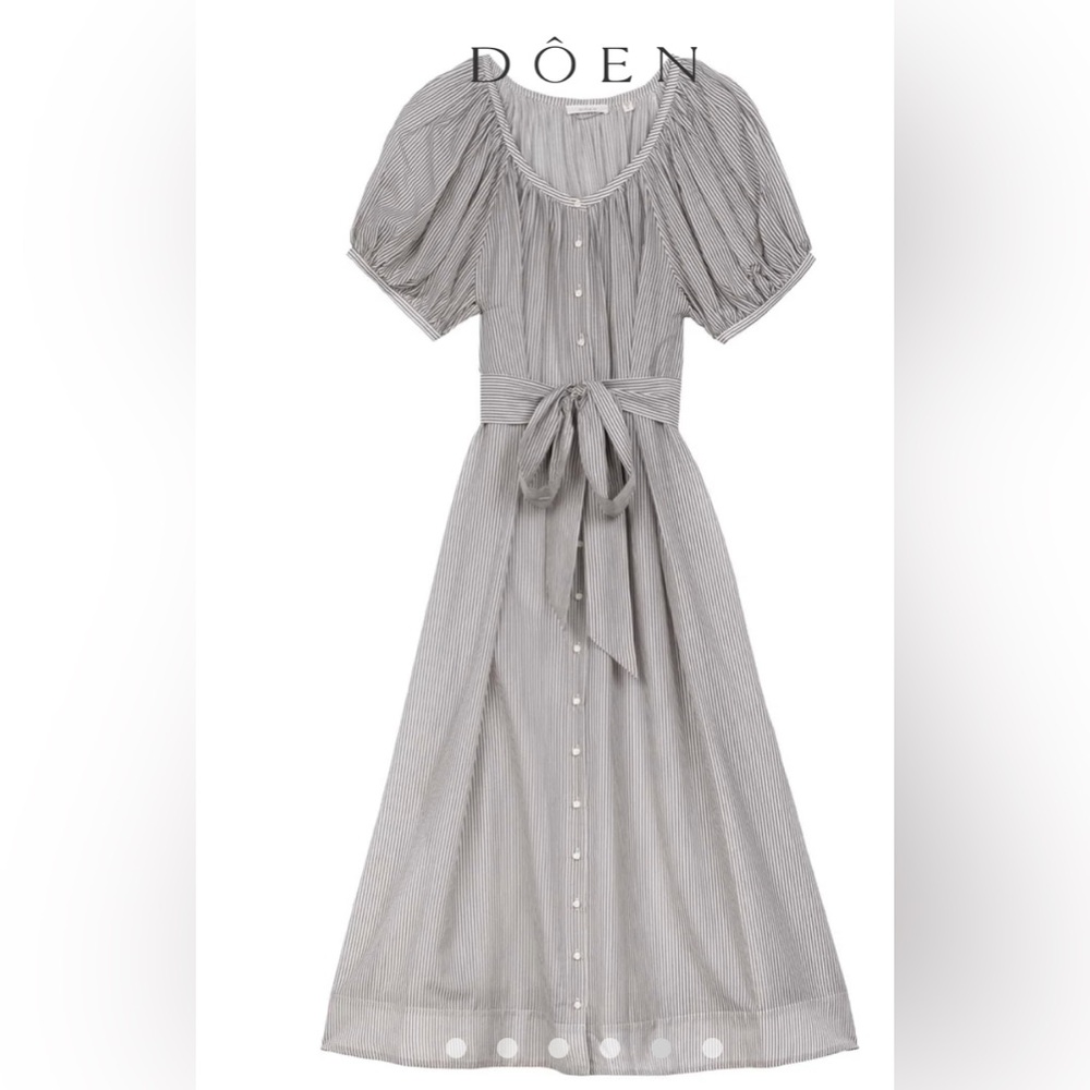 Doen Juno Dress NWT spring 2024 collection. Gray pinstripe size XS